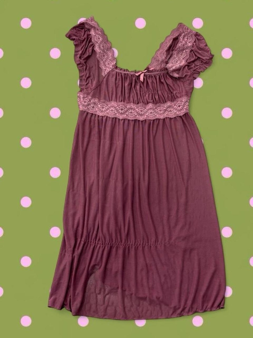 Girls Mauve Lace-Trim Dress